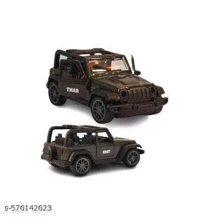 1:32 Scale Die-Cast Thar SUV Toy Car Model for Kids | Metal Miniature Off-Road Jeep with Openable Doors | Pull Back Action Friction Powered Vehicle | Black Thar Collectible for Boys, Girls & Car Lovers | Unbreakable Toy Jeep for Kids 3+ Years - NARIX INDIA 