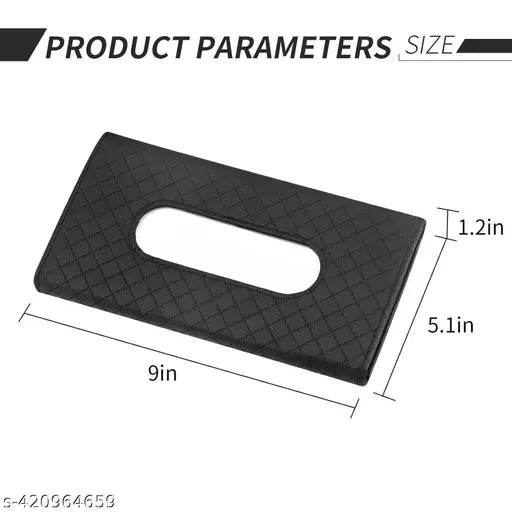 PU Leather Car Sun Visor Back Seat Tissue Napkin Holder, Interior Car Accessories (Black, Sun Visor Type) - NARIX INDIA 