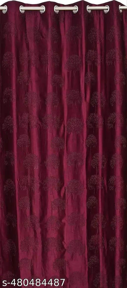 Solid Tree Punching Curtains with Eyelet Rings, Non Blackout, Pack of 1 (7 Feet, Purple) - NARIX INDIA 