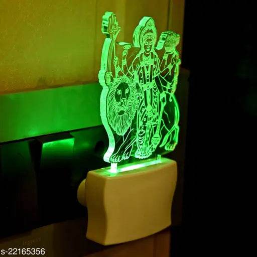 Afast 3D Illusion Goddess Durga With Lion LED Plug & Play Wall Lamp - NARIX INDIA 