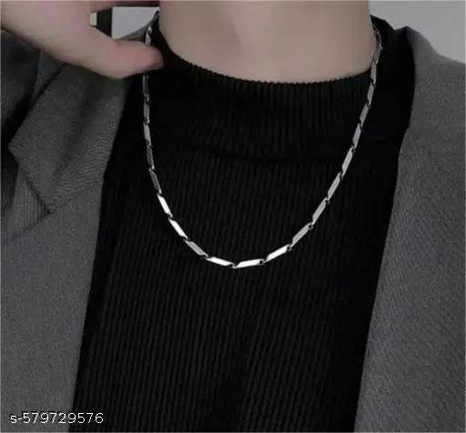 Men Stylish Stainless Steel Chain ,Rice Chain For Mens, Boys and Womens | Mens Jewellery | AntiTarnish Chain Stainless Steel Twisted Link Chain Necklace (25 grams weight) (50 cm Length) - NARIX INDIA 