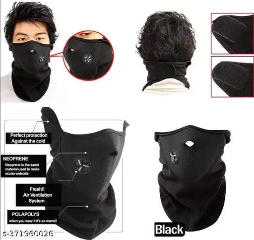 Neoprene Half Face Cover Bike Riding Mask (Black) - NARIX INDIA 
