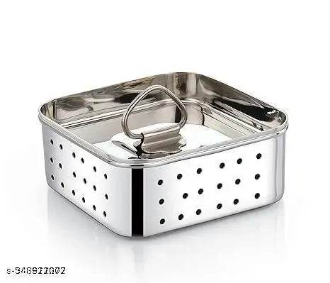 Hasti Stainless Steel Square Shape Indian Paneer/Tofu Press Mould Maker (250 Ml) Strainer (Steel Pack of 1)(SMALL) - NARIX INDIA 