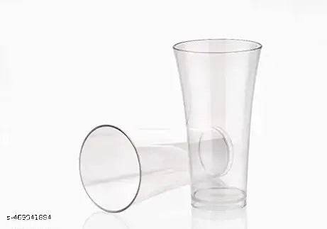 6 Pcs Round Long Unbreakable Transparent BPA Free Food Grade Plastic Fiber Drinking Water Glass Set, Juice Glass, Cocktail, Lassi, Soda, Milkshake, Beer Glass, Wine Glass Set - NARIX INDIA 