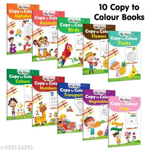 Coloring book Set of 10 for children : Essential Coloring Book Of All In One Pack, Early kids learning Coloring books, Set Of 10 Colouring Books - NARIX INDIA 