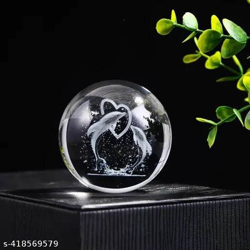 3D Dolphin Crystal Ball Night Lamp,Dolphin Crystal Ball Night Light with ON/Off Switch Button, USB Cable Colorful LED Wooden Crystal Ball for Home Decoration Birthday Gift (Dolphin) - NARIX INDIA 