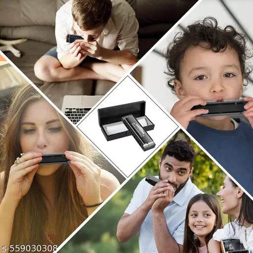 MOUTH ORGAN/HARMONICA 10 HOLES (KEY OF C) WITH PLASTIC CASE FOR MUSIC LOVERS (BLACK) - NARIX INDIA 