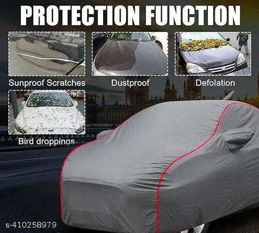 Malti water resistance car cover for Tata Nexon in grey and red piping - NARIX INDIA 