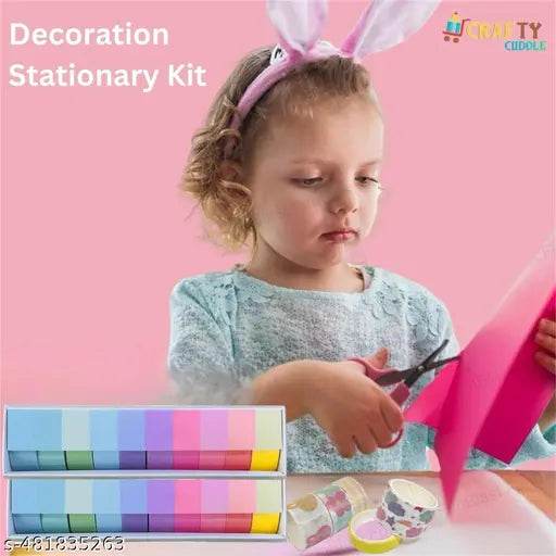 Crafty Cuddle 10 Rolls Multicolour Plain Washi Tape/ Paper Tape for Scrapbooking, Decorative Japanese Planners Tape, Card and Gift Wrapping, DIY Decoration Tapes for Art and Craft - NARIX INDIA 