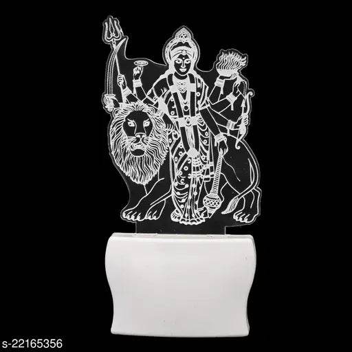 Afast 3D Illusion Goddess Durga With Lion LED Plug & Play Wall Lamp - NARIX INDIA 