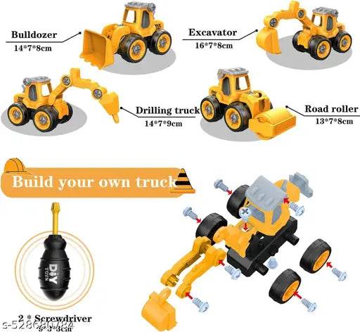 Educational Engineering Truck Toys for Toddlers – Take Apart Construction Vehicles with Toy Drill and Screws - NARIX INDIA 
