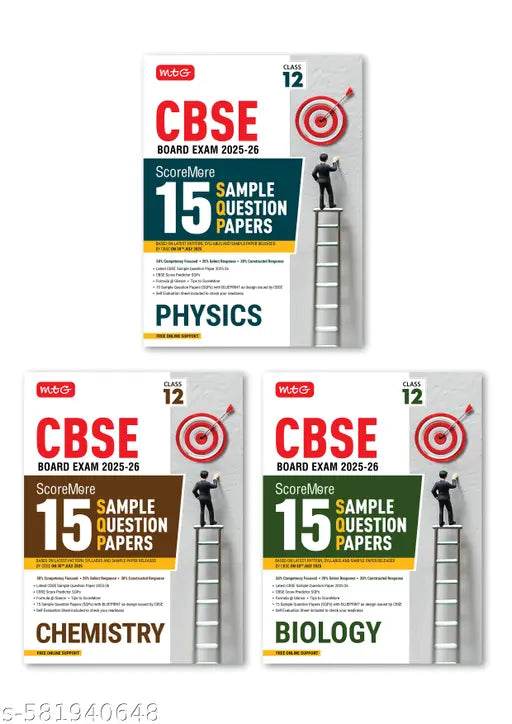 MTG CBSE Class 12 ScoreMore 15 Sample Papers Physics, Chemistry & Biology Books For 2025-2026 Board Exam (Set of 3) | Chapter-wise Competency-Based Questions (CBQs) | Based on Latest CBSE Pattern & Syllabus - NARIX INDIA 
