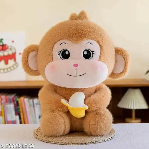 Printustaad Cute Monkey Soft Toy with Banana – Brown Plush Stuffed Animal Toy for Kids & Babies – 30cm - NARIX INDIA 