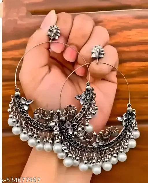 Pack of 4 Silver Oxidised Combo Earrings - NARIX INDIA 