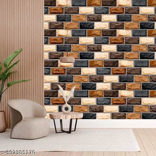 Self Adhesive Wall Stickers For Kitchen Pack Of 2 Wallpaper Waterproof Wall Sticker | Shelf Stickers for Home | Wall Stickers Oil Proof (Wall Texture) Wallpaper for Walls of Kitchen | Bedroom & Living Room - NARIX INDIA 