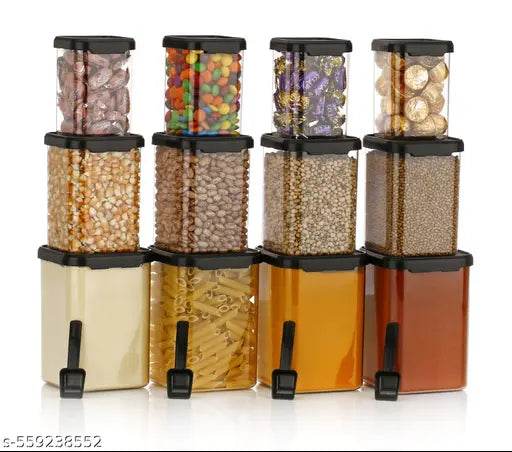 Premium 12 pcs Storage Container With 12 Pcs Spoon (FREE) , 4 Piece - 900ml , 4 Piece -650ml , 4 Piece -350ml Each), Color - Clear |BPA FREE | STORAGE CONTAINER . - NARIX INDIA 