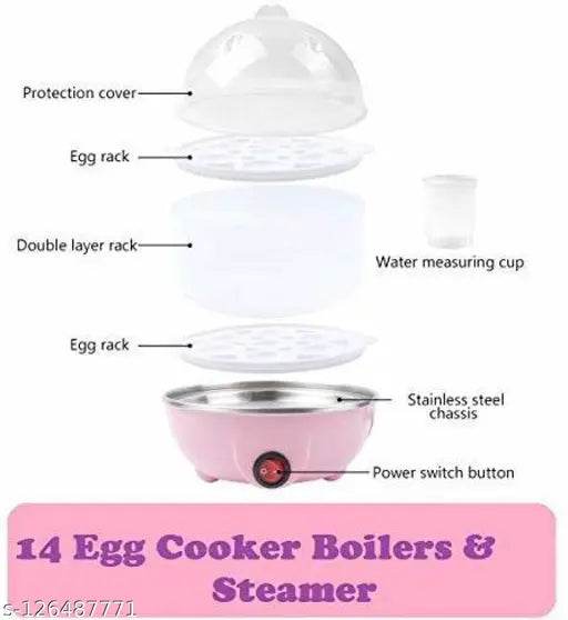 Egg Boiler With Automatic Off & Double Layer Electric Egg Maker For Boiling, Cooking And Frying The Eggs | Egg Boiler / Egg Poacher Machine / 14 Egg Cooker / Egg Steamer / Omelet Bowl With Tray(Double layer egg Boiler) - NARIX INDIA 