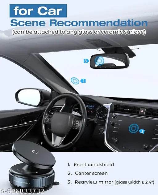 DELLZO® [2025 Innovation Magnetic Phone Holder, 360° Rotatable Foldable Retractable Grip Pro 2.0 Vacuum Suction Mount for Car - NARIX INDIA 