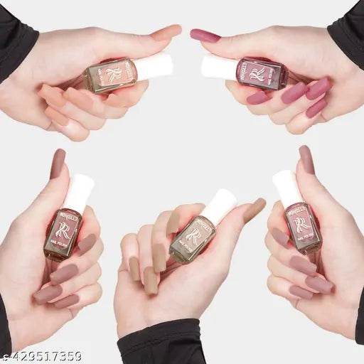 Ronzille Quick Dry and Glossy Nail Polish Gift Set of 5, Mini Nail Kit, Paraben Free, Long Lasting Formula, 5 in 1 Red Edition Combo - NARIX INDIA 