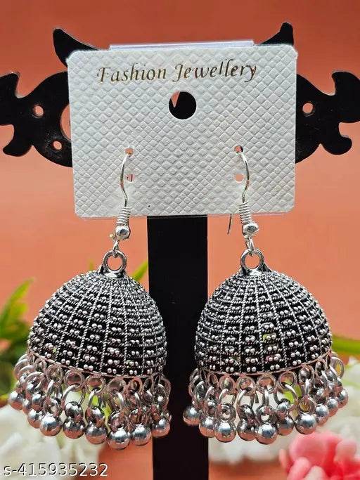 Antique Designer Oxidized Jhumka Earrings for beautiful girls & women - NARIX INDIA 