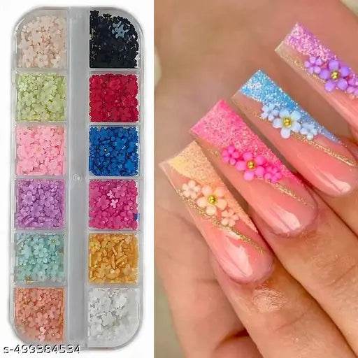 Scheibe 3D Multicolor Flower Steel Ball Beads, Nail Art Decoration Accessories, DIY Kit - NARIX INDIA 