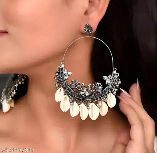 Pack of 4 Silver Oxidised Combo Earrings - NARIX INDIA 