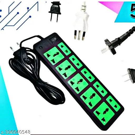 Power multi Socket Extension Cord/Board with 1Switch and LED Indicator, 5+5 SOCKET International sockets, extension board with 2.5 meter copper Wire Lead - NARIX INDIA 