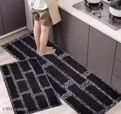 Iocnic Home Decor Cotton Border Luxury Kitchen Floor Door Mat Runner Set | Door Mat for Kitchen | Door Mat & Kitchen Runner Set | 2 Pcs Set... - NARIX INDIA 