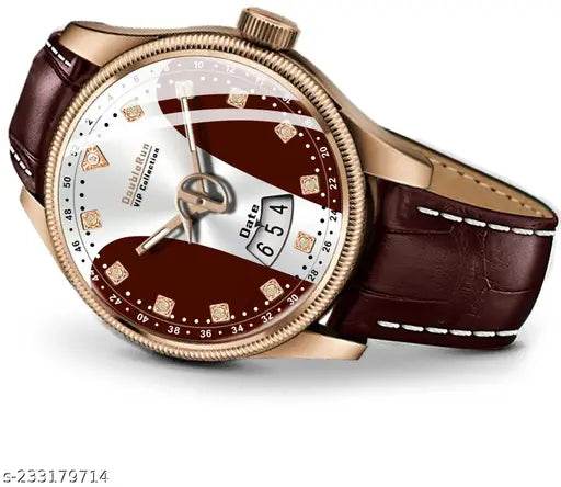 3D Glass Date Display Multi Colour Dial Leather Strap Analog Watch - For Men - NARIX INDIA 