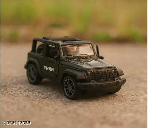 1:32 Scale Die-Cast Thar SUV Toy Car Model for Kids | Metal Miniature Off-Road Jeep with Openable Doors | Pull Back Action Friction Powered Vehicle | Black Thar Collectible for Boys, Girls & Car Lovers | Unbreakable Toy Jeep for Kids 3+ Years - NARIX INDIA 