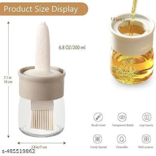 Oil Dispenser for Kitchen, 2 IN 1 Oil Dispenser Bottle with Silicone Basting Brush for Cooking Vinegar Sauce BBQ Grill Frying Baking,Air Fryer (pack of 1) - NARIX INDIA 