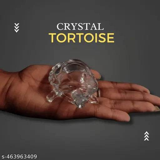Small Crystal Tortoise - Good Luck Charm for Home & Office | Auspicious Vastu Turtle Showpiece | Perfect Fengshui Gift Item | Cute Glass Kachua Decoration - NARIX INDIA 