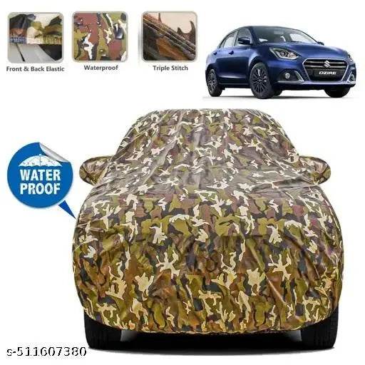 All Weather Protection Car Cover for Maruti Suzuki Swift Dzire | Anti Dust, 100% Waterproof, Swift Dzire Car Cover, Dzire Car Cover, Maruti Suzuki Dzire Cover Durable - Triple Stitched Elastic Grip with Mirror Pocket| (Military Jungle Print) - NARIX INDIA 