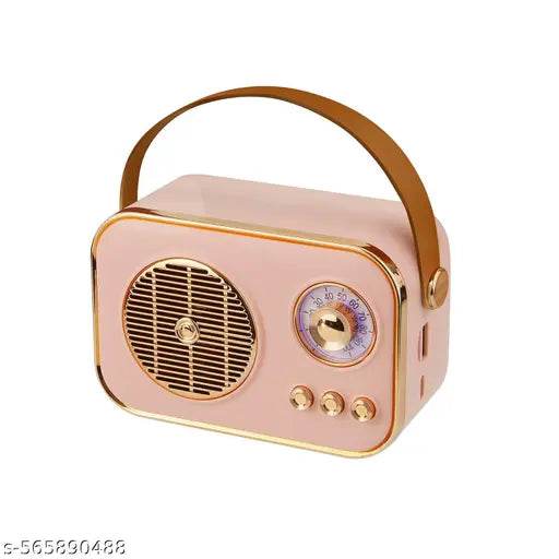 RG Vintage Bluetooth Speaker with USB/AUX, Hands-Free Calling & Booming 10W RMS Power - Perfect Gift (RM-636-PINK) - NARIX INDIA 