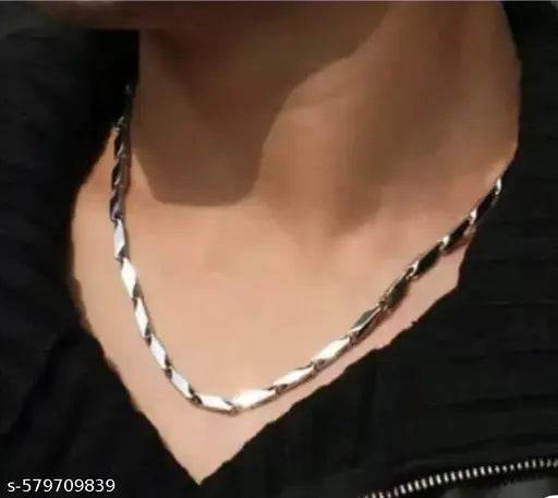 Men Stainless Steel Chain ,Rice Chain For Mens, Boys and Womens | Mens Jewellery | AntiTarnish Chain Stainless Steel Twisted Link Chain Necklace (25 grams weight) (50 cm Length) - NARIX INDIA 