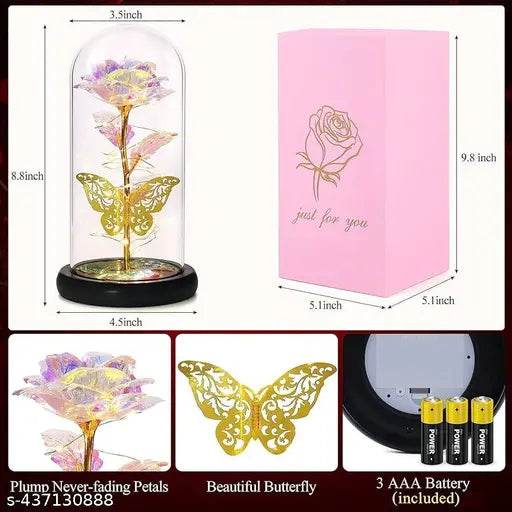 Rose Flower Gifts for Woman with Timer - Birthday, Anniversary Flowers Gifts for Mom Wife from Daughter Son Husband, Enchanted Glass Rose Grandma Mom Gifts for Mothers Day - NARIX INDIA 