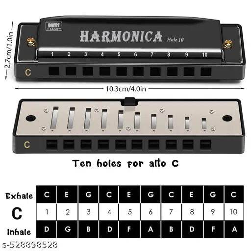 Harmonica Mouth Organ Musical Instrument, Titanium Copper Core Mouth Organ Gift for Kids, Mouthorgans Instrument Harmonica C Key 10 Holes 20 Tones Blues Harmonica for Beginners Kids Gifts - NARIX INDIA 