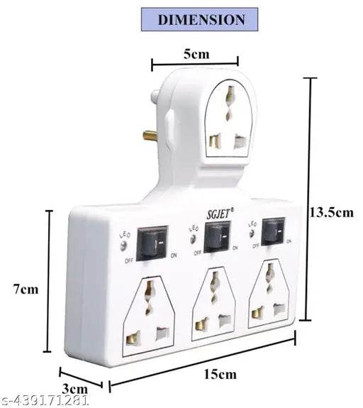 SGJET 4 Universal Socket 3 Switch Multi Plug Extension Board(Traveler Multi Plug Extension) - NARIX INDIA 