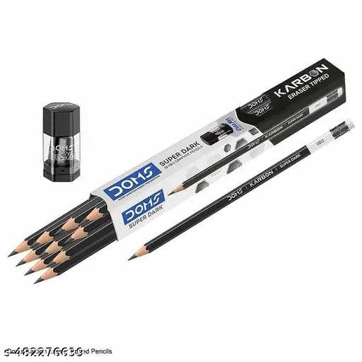 DOMS Karbon Eraser Tipped Super Dark Pencil Pencil (Set of 50, Black) - NARIX INDIA 