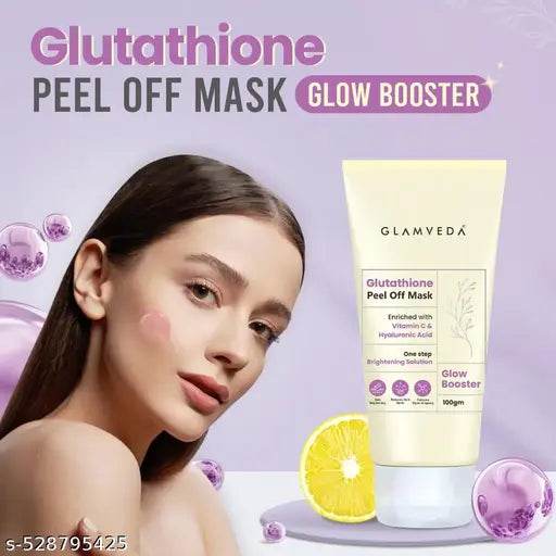 Glamveda Glutathione Peel Off Mask – Glow Boosting Formula with Vitamin C & Hyaluronic Acid | Brightens Skin, Fades Dark Spots & Hyperpigmentation | Anti-Ageing & Instant Radiance | Skin lightening & Whitening | For Glass Skin |100 ml - NARIX INDIA 