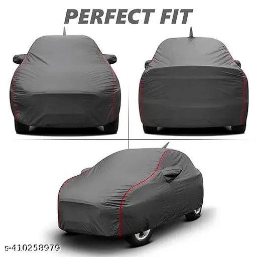 Malti water resistance car cover for Tata Nexon in grey and red piping - NARIX INDIA 