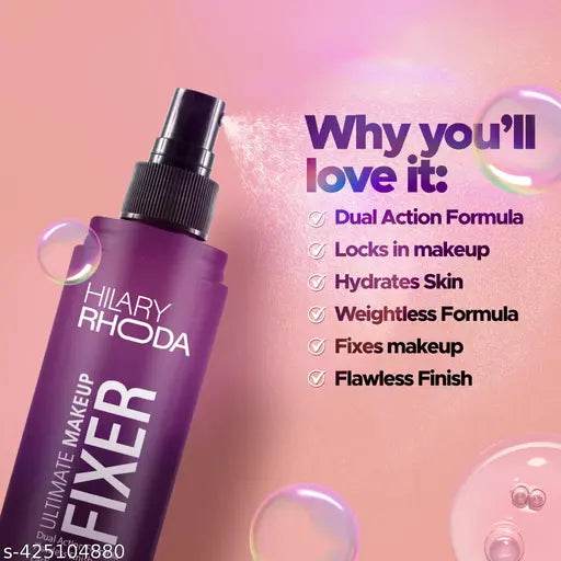 Hilary Rhoda Ultimate Makeup Fixer | Infused with Niacinamide & Hyaluronic Acid | Hydrates, Soothes & Refreshes Skin | Dual Action & Weightless Formula | Setting Spray |100 ml - NARIX INDIA 