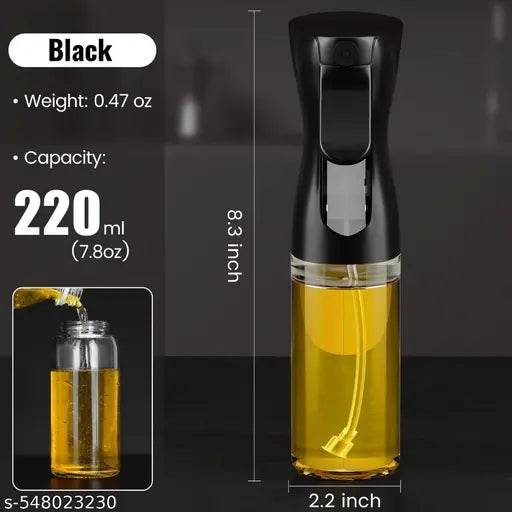 Glass Oil Dispenser Spray Bottle, Refillable Food Grade Oil Vinegar 220 ml Spray Bottle (Pack of 1, Clear, Glass) - NARIX INDIA 