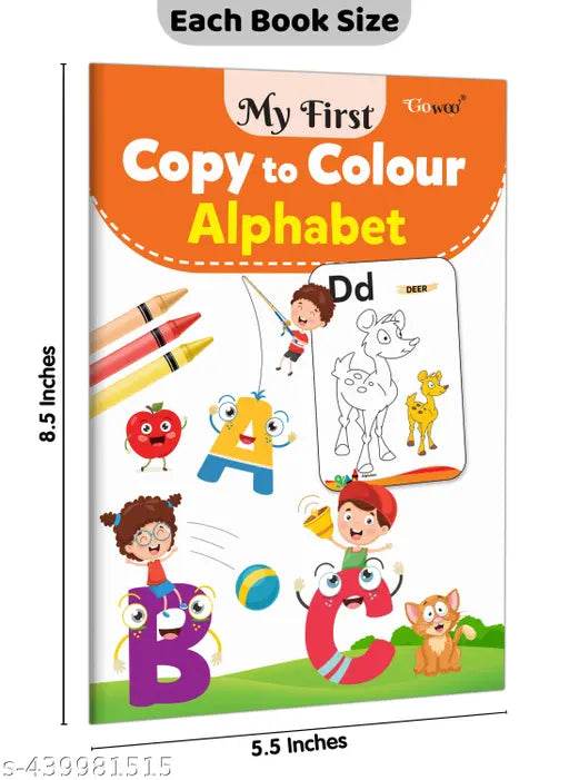 My First Copy to Colour - Alphabet, Animals, Colours, Numbers, Shapes and Vegetables : Copy and colour book, Early learning colouring book, Art book for children | Pack of 6 Copy to Colour Books - NARIX INDIA 