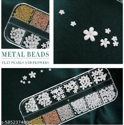 "Trendy Nail Art Combo – Rhinestones, Pearls, Beads & 3D Flowers Decoration Kit"