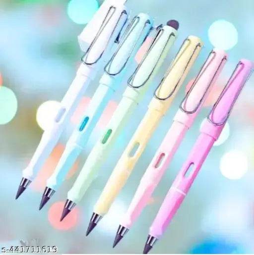 Pack of 12 Pcs Everlasting inkless Pencils portable Reusable and Erasable metal writing Pens - NARIX INDIA 