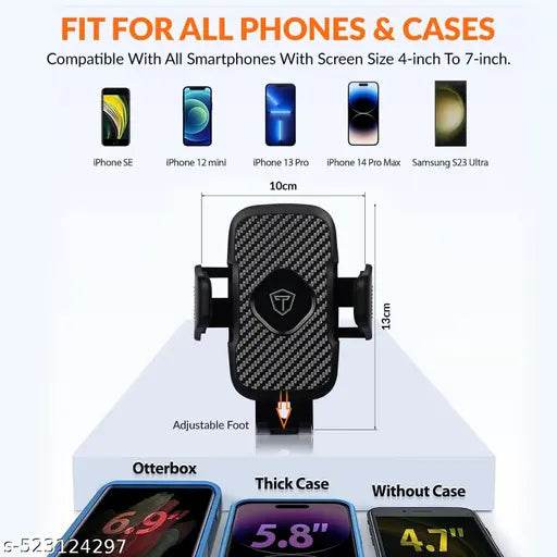 INTEGRAL Car Mount Mobile Holder Stand| Strong Suction Cup, Double Shift Locking for Dashboard Windshield| Quick Touch Release, Long Telescopic Arm, 360° Rotatable Head| for All Mobile Phones, - NARIX INDIA 