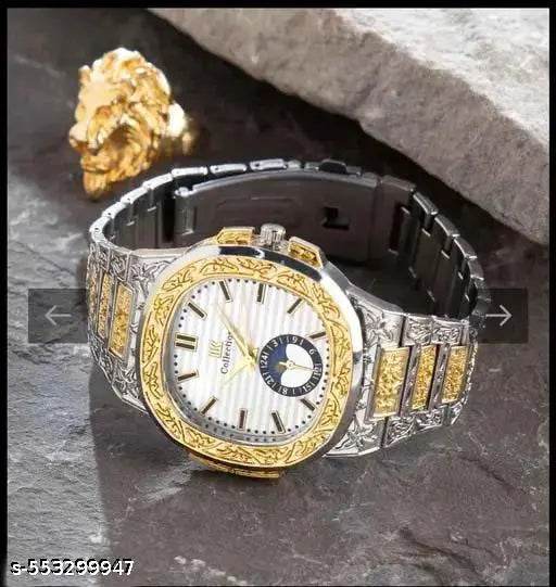 DIGILIFE HUB Turkish Design Personality Fashionable Golden Silver Chain watch For Boy's and man - NARIX INDIA 