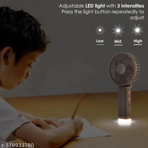 Portable Fan Rechargeable with LED Light – Foldable Mini Fan, Small Fan,USB Charging Hand Fan with 1200mAh Battery & 3 Speed Modes | Travel, Makeup, Kitchen,Women’s Personal Pankhaa - Multicolor - NARIX INDIA 