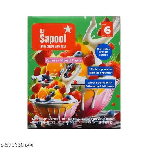 KJ Sapool Baby Cereal with Milk – Mixed Fruits | For 6 Months+ Babies | Healthy Weight Gain & Growth Food (300g) - NARIX INDIA 